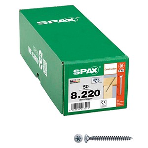 4003530246029 - Spax - Holzbauschraube 80 x 220 mm 50 Stück Vollgewinde Senkkopf t-star plus T40 CUT-Spitze wirox - 1201010802205