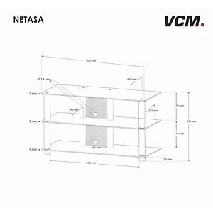 4012246141351 - TV Möbel Lowboard Kabelführung Maße H 45 x B 95 x T 40 cm Fernseh Möbel - Netasa 4012246141351 - TV Möbel Lowboard Kabelführung Maße H 45 x B 95 x T 40 cm Fernseh Möbel - Netasa