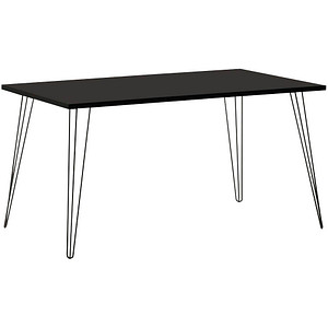 MÖBELPARTNER Fynn Schreibtisch schwarz rechteckig, 4-Fuß-Gestell schwarz 140,0 x 80,0 cm