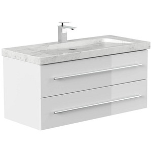 4251982676820 - POSSEIK Waschbecken mit Unterschrank WHITE YAMO 100 weiß glanz 1000 x 450 x 500 cm