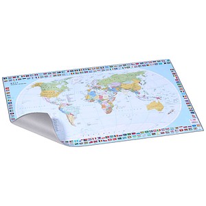 4000225048029 - VELOFLEX Schreibtischunterlage Schreibunt40x60cm Weltkarte Kunststoff Weltkarte