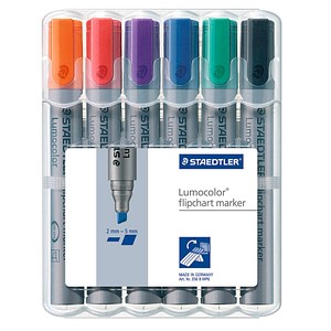 STAEDTLER Lumocolor Flipchart-Marker farbsortiert 2,0 - 5,0 mm, 6 St.