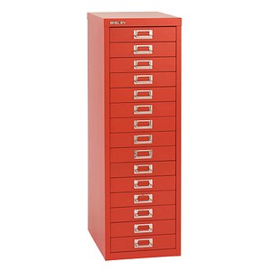 BISLEY MultiDrawer™ L3915 Schubladenschrank kardinalrot 15 Schubladen 27,8 x 38,0 x 85,7 cm