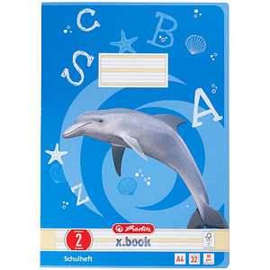 4008110283579 - Schulheft 10767267 xbook Lineatur 2   Schreiblern-Lineatur A4  80g blau 32 Blatt   64 Seiten 4008110283579 Herlitz