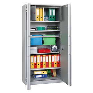 5901468313020 - Feuergeschützter Stahlschrank Sicherheitsstufe S1 BxTxH 930x500x1950 mm Volumen 633 l 4 Böden 2-türig ral 7035 lichtgrau