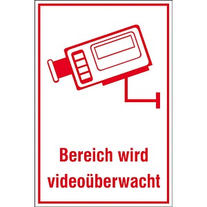 SafetyMarking® Hinweisschild "Bereich wird videoüberwacht " rechteckig 20,0 x 30,0 cm