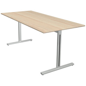 4044917442269 - Schreibtisch Form 1 11010750 65-130cm (H) 180x80cm (BxT) rechteckig ahorn   silber 4044917442269 Kerkmann