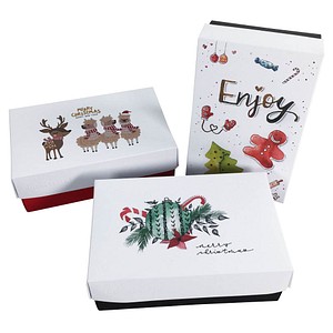 4056124091970 - Geschenkboxen Buntbox Weihnachts- Set M 3tlg 11 l - 170 x 110 x 60 cm weiß rot schwarz