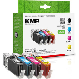 KMP C90V schwarz, cyan, magenta, gelb Druckerpatronen kompatibel zu Canon  CLI-551 XL BK/C/M/Y, 4er-Set >> büroshop24