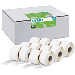 DYMO Etikettenrollen für Etikettendrucker S0722400 weiß, 89,0 x 36,0 mm, 12 x 260 Etiketten