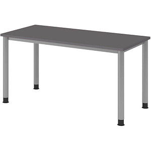 HAMMERBACHER HS614 Schreibtisch grafit rechteckig, 4-Fuß-Gestell silber 140,0 x 67,2 cm