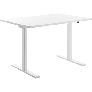 Topstar E-Table elektrisch höhenverstellbarer Schreibtisch weiß rechteckig, T-Fuß-Gestell weiß 120,0 x 80,0 cm