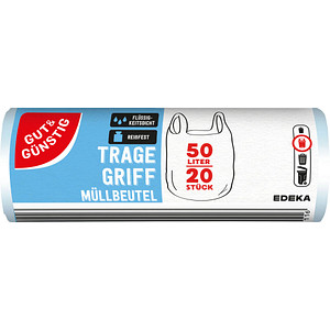 4311501421116 - Müllbeutel 2251213006 transparent 50 Liter mit Griff 4311501421116 Gut & Günstig 20 Stück