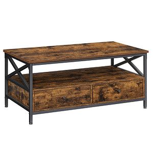 0194343025735 - Songmics - vasagle Couchtisch Wohnzimmertisch Sofatisch für Wohnzimmer mit Schubladen X-förmige Streben offenes Fach Industrie-Design 0194343025735 - Songmics - vasagle Couchtisch Wohnzimmertisch Sofatisch für Wohnzimmer mit Schubladen X-förmige Streben offenes Fach Industrie-Design