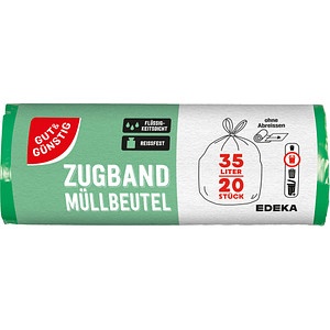 4311501543290 - Müllbeutel 3442271009 grün 35 Liter mit Zugband 4311501543290 Gut & Günstig 20 Stück