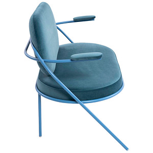 3660141960747 - Zweisitzer Sofa Meet by Paperflow Saturne mit Armlehnen B 1180 x T 730 x H 880 mm Stahlrohr Samt Blau Blau