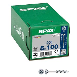 4003530004391 - Spax - Universalschraube 5 x 100 mm 200 Stück Teilgewinde Senkkopf Kreuzschlitz Z2 4CUT wirox - 1081010501005