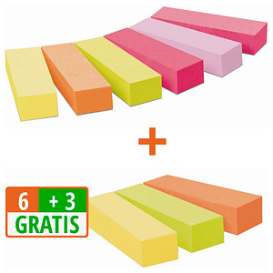 Post-it Haftmarker 670-6+3, Page Marker neon, 50x15mm, 5-farbig sortiert, ohne, rechteckig 4046719870783 Post-it 900 Blatt