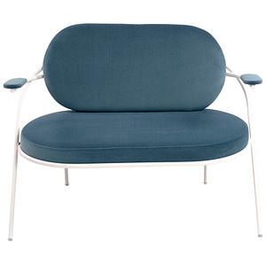 3660141960662 - Zweisitzer Sofa Meet by Paperflow Saturne mit Armlehnen B 1180 x T 730 x H 880 mm Stahlrohr Samt Weiß Blau
