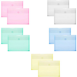FolderSys Dokumententasche 40114-94, A5, transparent blau/grün/rot/gelb und farblos, Polypropylen (PP), Klettverschluss 4250037428964 Fold 10 Stück