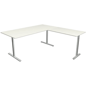 4044917442399 - Schreibtisch Form 1 11013110 65-130cm (H) 180x80cm (BxT) rechteckig weiß   silber 4044917442399 Kerkmann