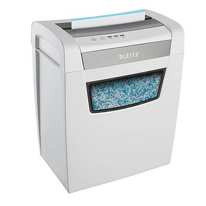 AKTION: LEITZ IQ Home Office Aktenvernichter mit Partikelschnitt P-4, 4 x 28 mm, bis 10 Blatt, weiß mit 10 Euro CashBack