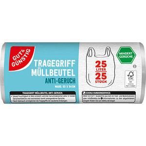 4311501583739 - Müllbeutel 4790959001 ANTI-GERUCH transparent 25 Liter mit Griff 4311501583739 Gut & Günstig 25 Stück
