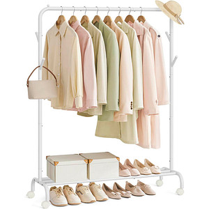 0194343073576 - Rollgarderobe weiß Metall 4 Haken 1035 x 1550 cm 0194343073576 SONGMICS 0194343073576 - Rollgarderobe weiß Metall 4 Haken 1035 x 1550 cm 0194343073576 SONGMICS