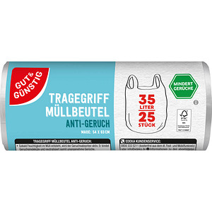 4311501583753 - Müllbeutel 4790904001 ANTI-GERUCH transparent 35 Liter mit Griff 4311501583753 Gut & Günstig 25 Stück