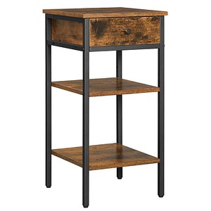 VASAGLE Beistelltisch quadratisch Spanplatte vintagebraun, schwarz 35,0 x 35,0 x 70,0 cm, 1 St.