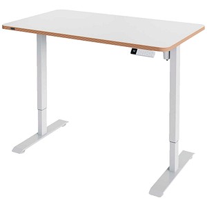 LEITZ Ergo höhenverstellbarer Schreibtisch weiß rechteckig abgerundet, T-Fuß-Gestell weiß 120,0 x 70,0 cm