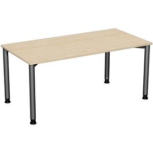 4038933002927 - Flex höhenverstellbarer Schreibtisch ahorn anthrazit rechteckig 4-Fuß-Gestell grau 1600 x 800 cm