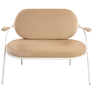 3660141960648 - Zweisitzer Sofa Meet by Paperflow Saturne mit Armlehnen B 1180 x T 730 x H 880 mm Stahlrohr Samt Weiß Elfenbein 3660141960648 - Zweisitzer Sofa Meet by Paperflow Saturne mit Armlehnen B 1180 x T 730 x H 880 mm Stahlrohr Samt Weiß Elfenbein