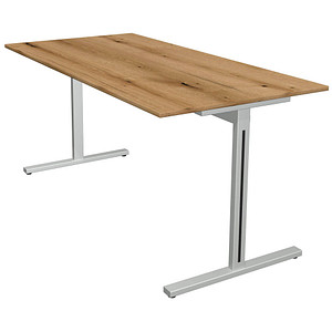 Kerkmann Form 1 Schreibtisch eiche rechteckig, T-Fuß-Gestell silber 160,0 x 80,0 cm