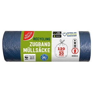 4311536976513 - Müllbeutel 1463045003 Recycling blau 120 Liter mit Zugband 4311536976513 Gut & Günstig 20 Stück