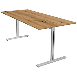 4044917442276 - Schreibtisch Form 1 11010755 65-130cm (H) 180x80cm (BxT) rechteckig eiche   silber 4044917442276 Kerkmann
