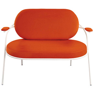 3660141960655 - Zweisitzer Sofa Meet by Paperflow Saturne mit Armlehnen B 1180 x T 730 x H 880 mm Stahlrohr Samt Weiß Rost