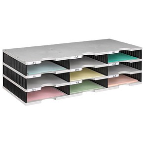 Sortierstation Styrodoc grau/schwarz mit 9 Fächern