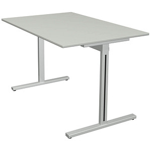 4044917442108 - Schreibtisch Form 1 11010411 65-130cm (H) 120x80cm (BxT) rechteckig lichtgrau   silber 4044917442108 Kerkmann