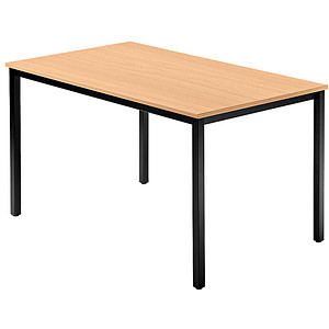 HAMMERBACHER Konferenztisch VDQ12 buche rechteckig, Vierkantrohr schwarz, 120,0 x 80,0 x 72,0 cm
