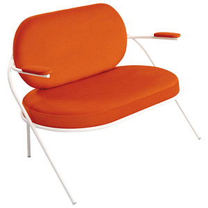 3660141960655 - Zweisitzer Sofa Meet by Paperflow Saturne mit Armlehnen B 1180 x T 730 x H 880 mm Stahlrohr Samt Weiß Rost