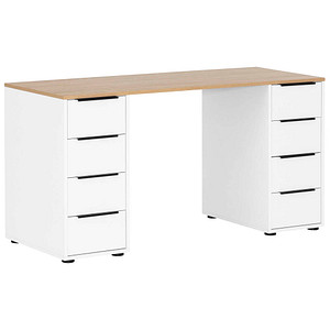 4027181122426 - Schreibtischkombination Elma 701966 738cm (H) 1295x80cm (BxT) rechteckig weiß    eiche   Weiß 4027181122426 MÖBELPARTNER