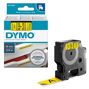 Beschriftungsband D1 S0720880, 19 mm schwarz auf gelb