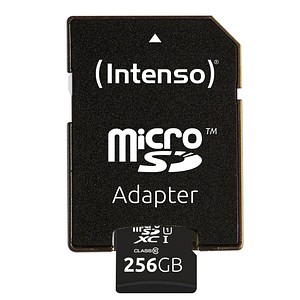 4034303028801 - Speicherkarte Premium 3423492 Micro-SDXC mit SD-Adapter Class 10 bis 90 MB s 256 GB 4034303028801 INTENSO