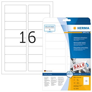 400 HERMA Etiketten 10009 weiß 88,9 x 33,8 mm
