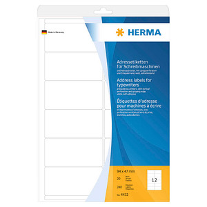 240 HERMA Adressetiketten 4432 weiß 94,0 x 47,0 mm