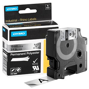 Beschriftungsband RHINO 18487, 19 mm schwarz auf silber