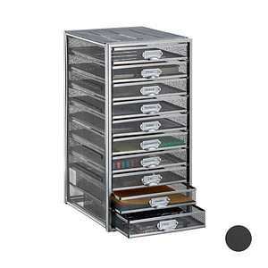 4052025941345 - Schubladenbox 10 Schubfächer für Din A4 Dokumente Ordnungssystem für Schreibtisch Aktenablage silber - Relaxdays