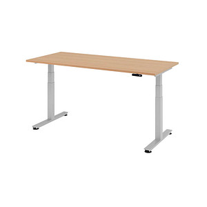 HAMMERBACHER VXDSM19 elektrisch höhenverstellbarer Schreibtisch eiche rechteckig, T-Fuß-Gestell silber 180,0 x 80,0 cm