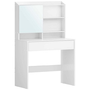 0194343020570 - Vasagle Schminktisch Frisiertisch mit Spiegel und Einer Schublade Kosmetiktisch verstellbare Ablagen modern 70 x 40 x 136 cm weiß von Songmics